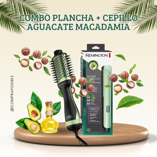 ¡Consigue un cabello espectacular con nuestro Combo Plancha + Cepillo de Aguacate!